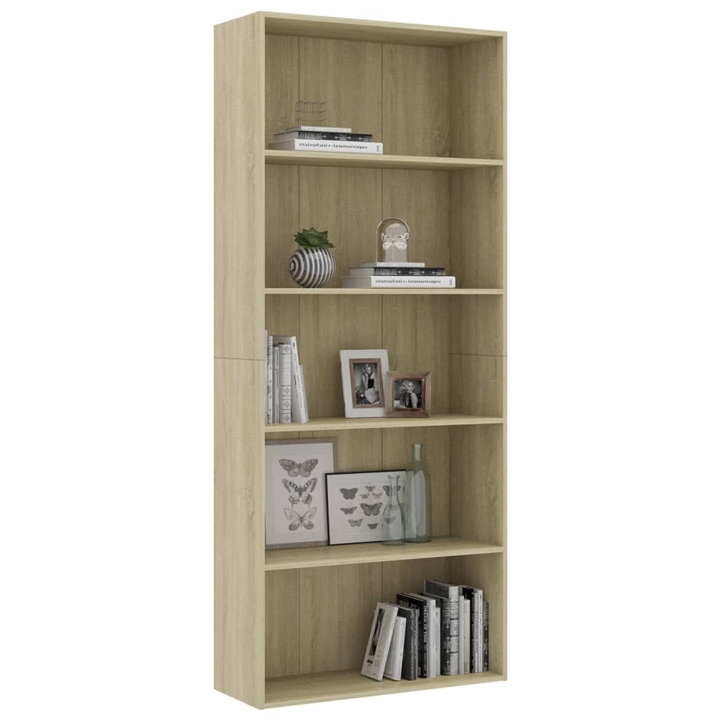 Bücherregal Schwarz Eichen-Optik 80x30x189 cm Holzwerkstoff