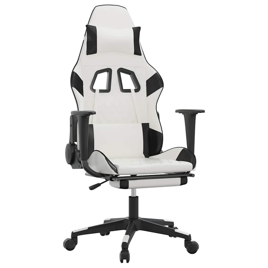 Gaming-Stuhl mit Massagefunktion Schwarz und Blau Kunstleder