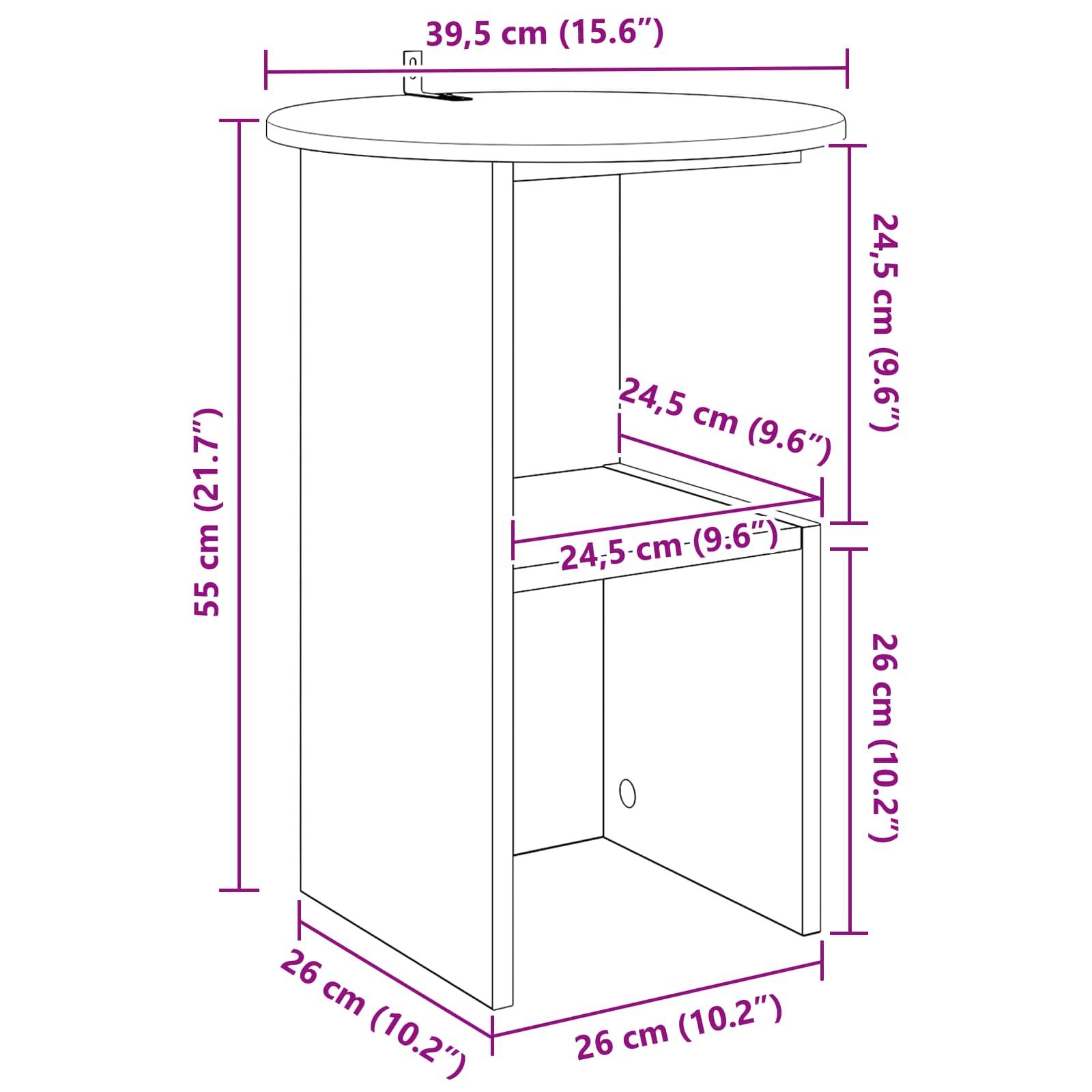 Beistelltisch Weiß Ø 39,5 x 55 cm Holzwerkstoff