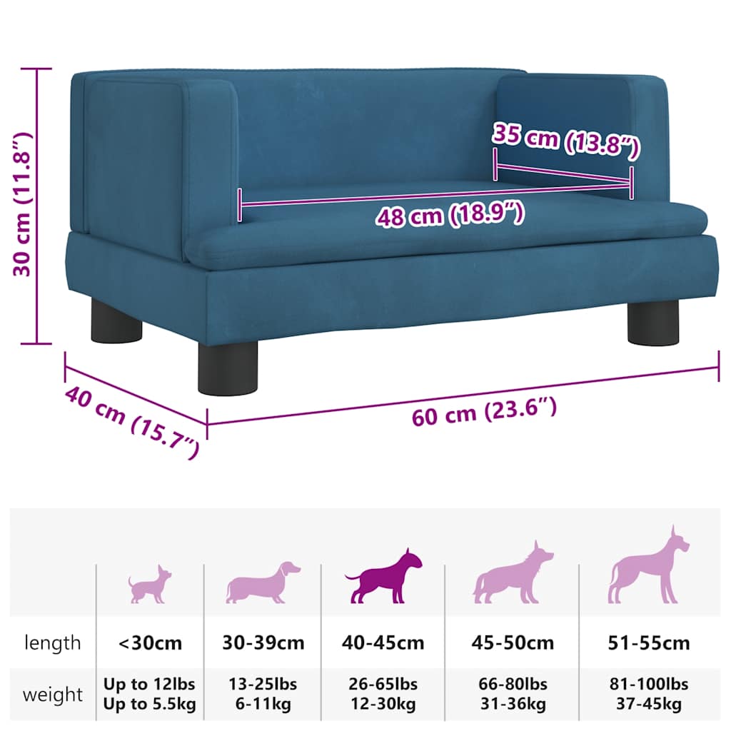 Hundebett Blau 80x45x30 cm Samt