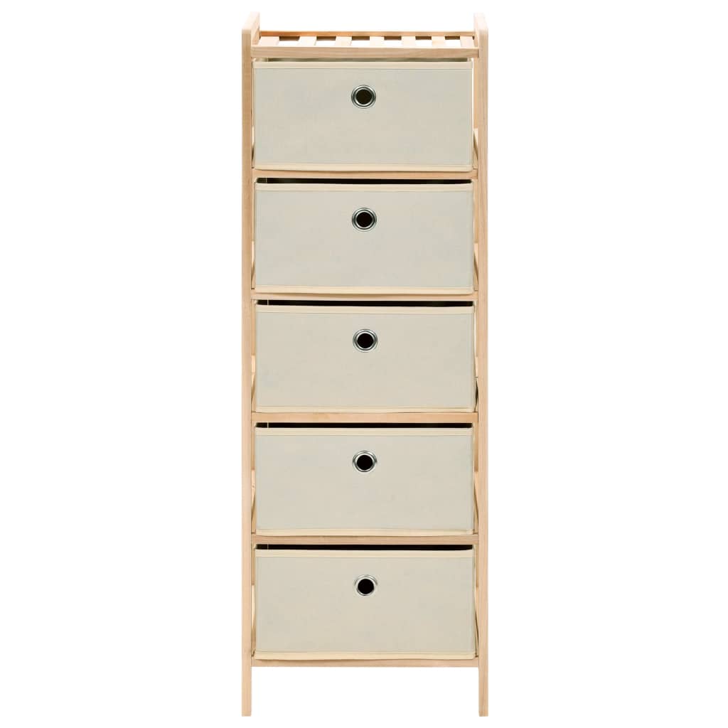 Korb-Kommode mit 3 Stoffkörben Zedernholz Beige