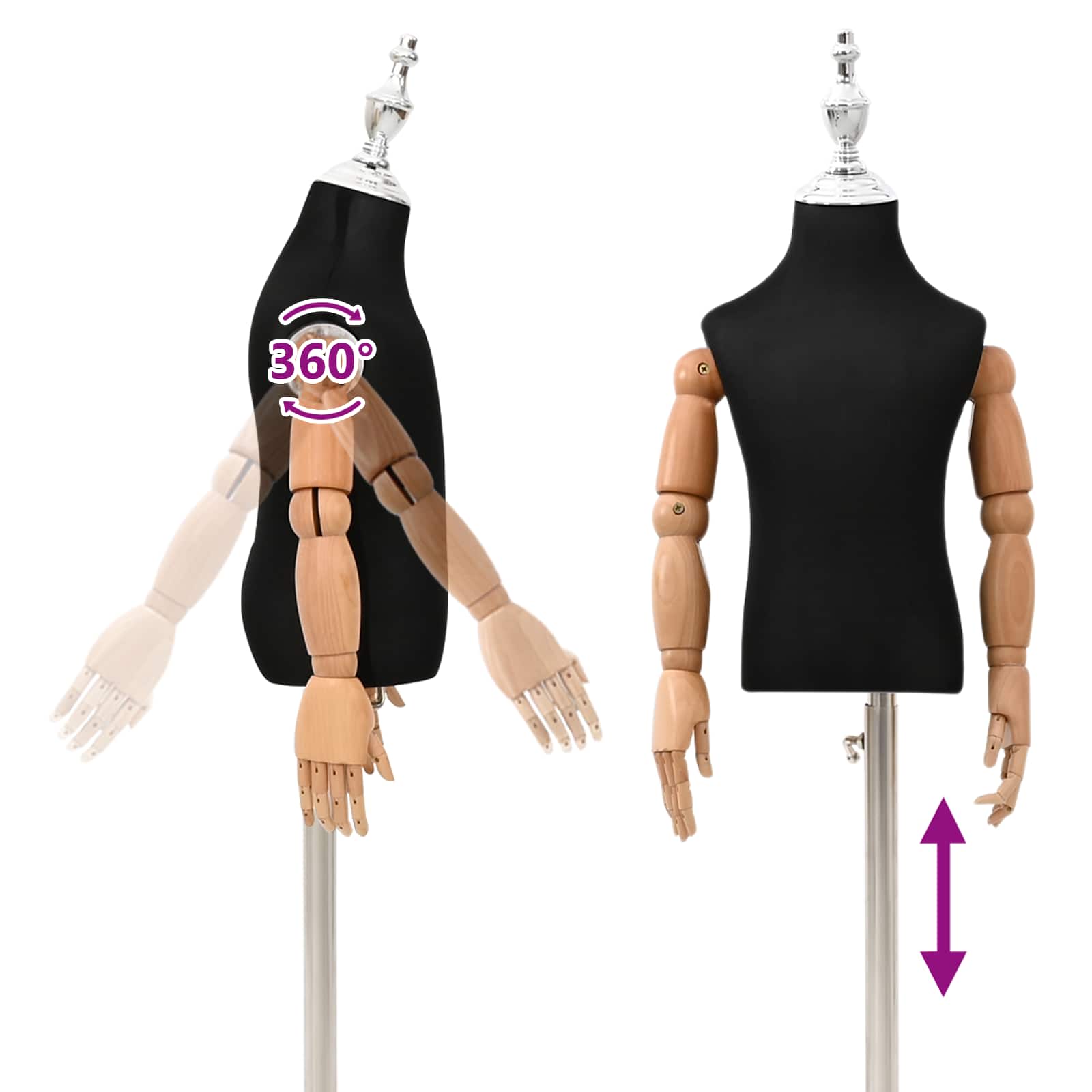Verstellbares 120-150 cm Mannequin mit Basis Unisex PP Weiß