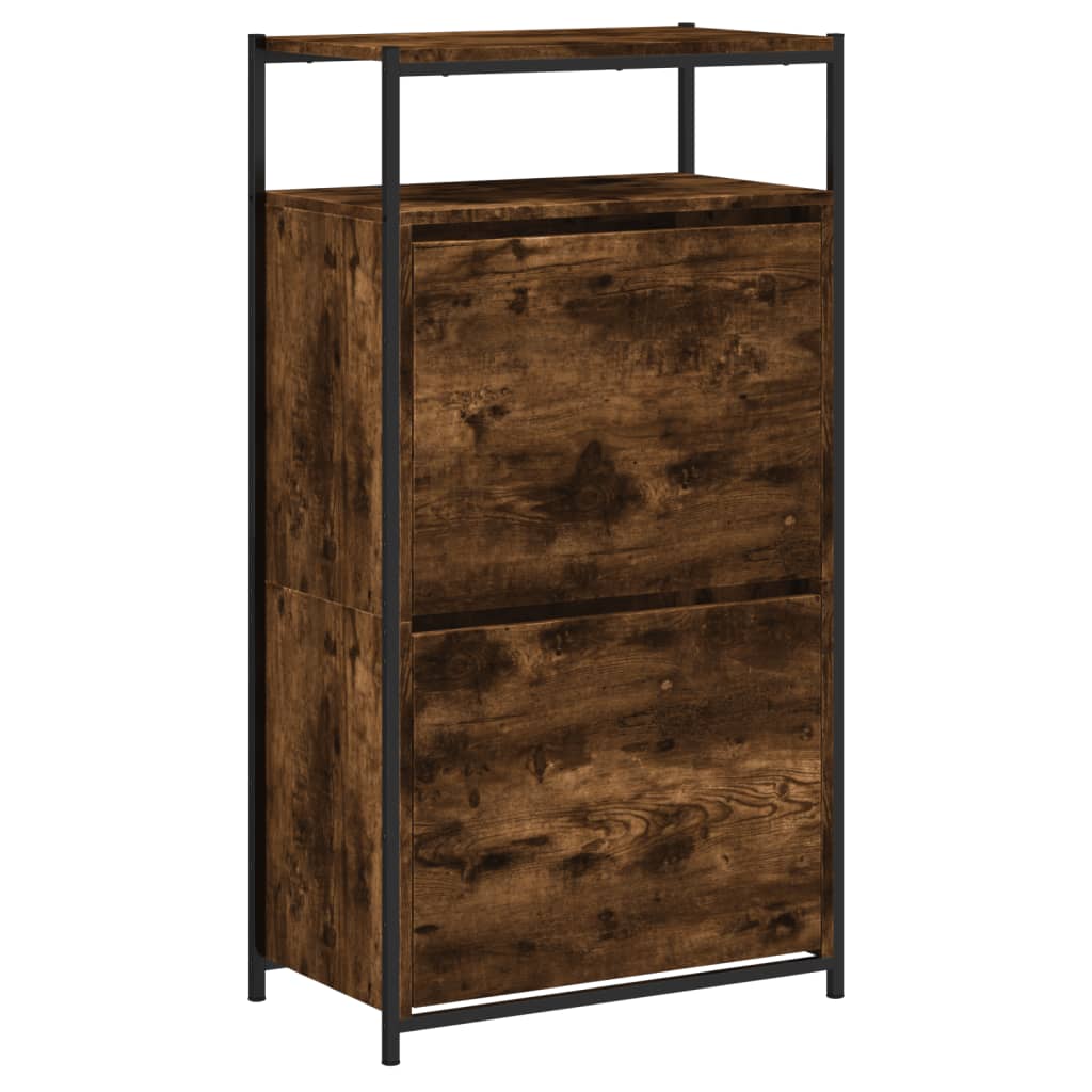 Schuhschrank mit 4 Klappen Sonoma-Eiche 100x34x112 cm