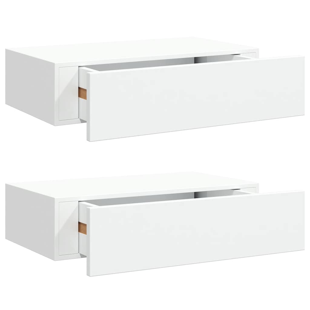 Wandregal mit Schublade Weiß 40x23,5x10 cm MDF