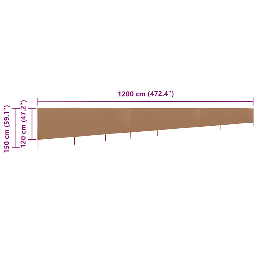 3-teiliges Windschutzgewebe 400 x 120 cm Weiß
