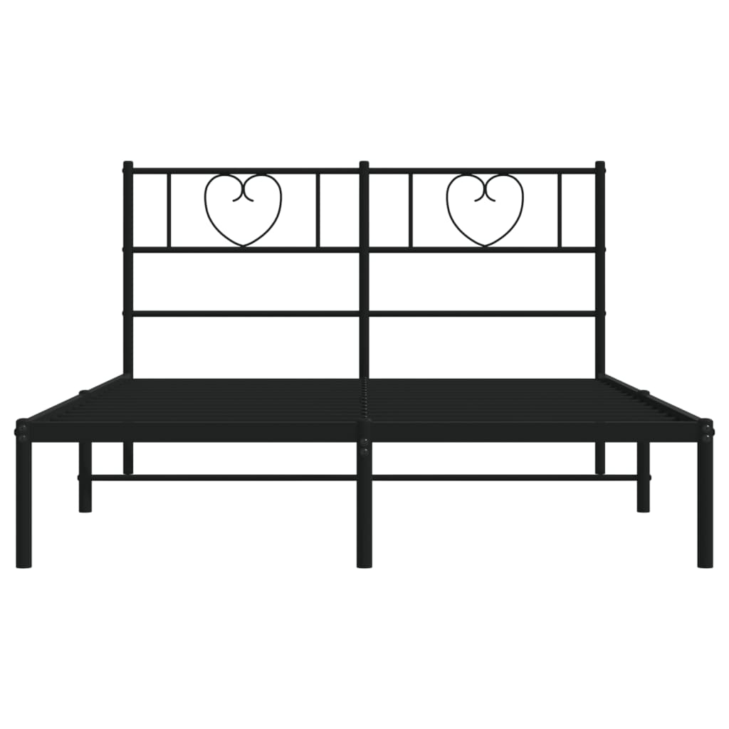 Bettgestell mit Kopfteil Metall Schwarz 100x190 cm