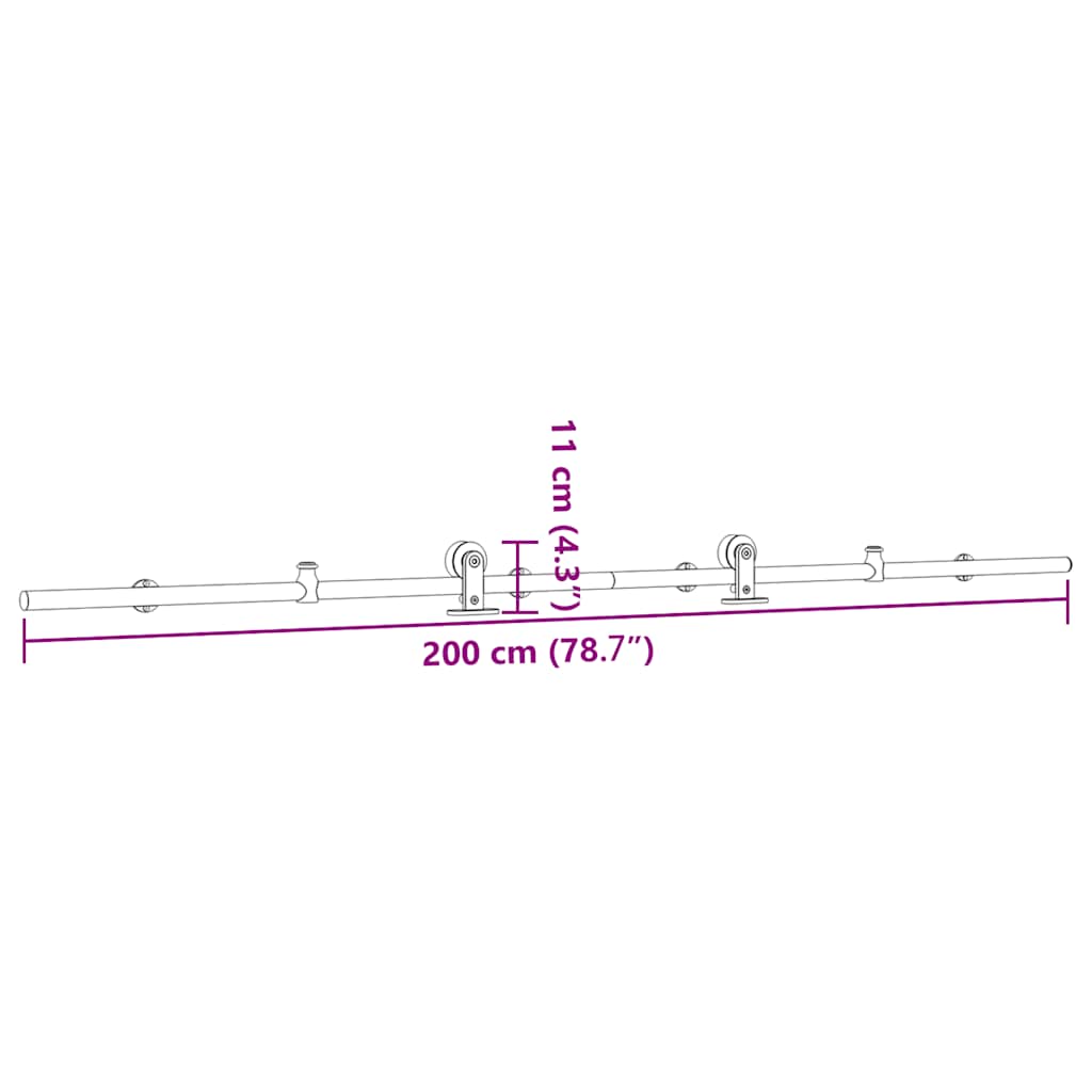 Schiebetür-Beschlagsatz 183 cm Edelstahl Silbern