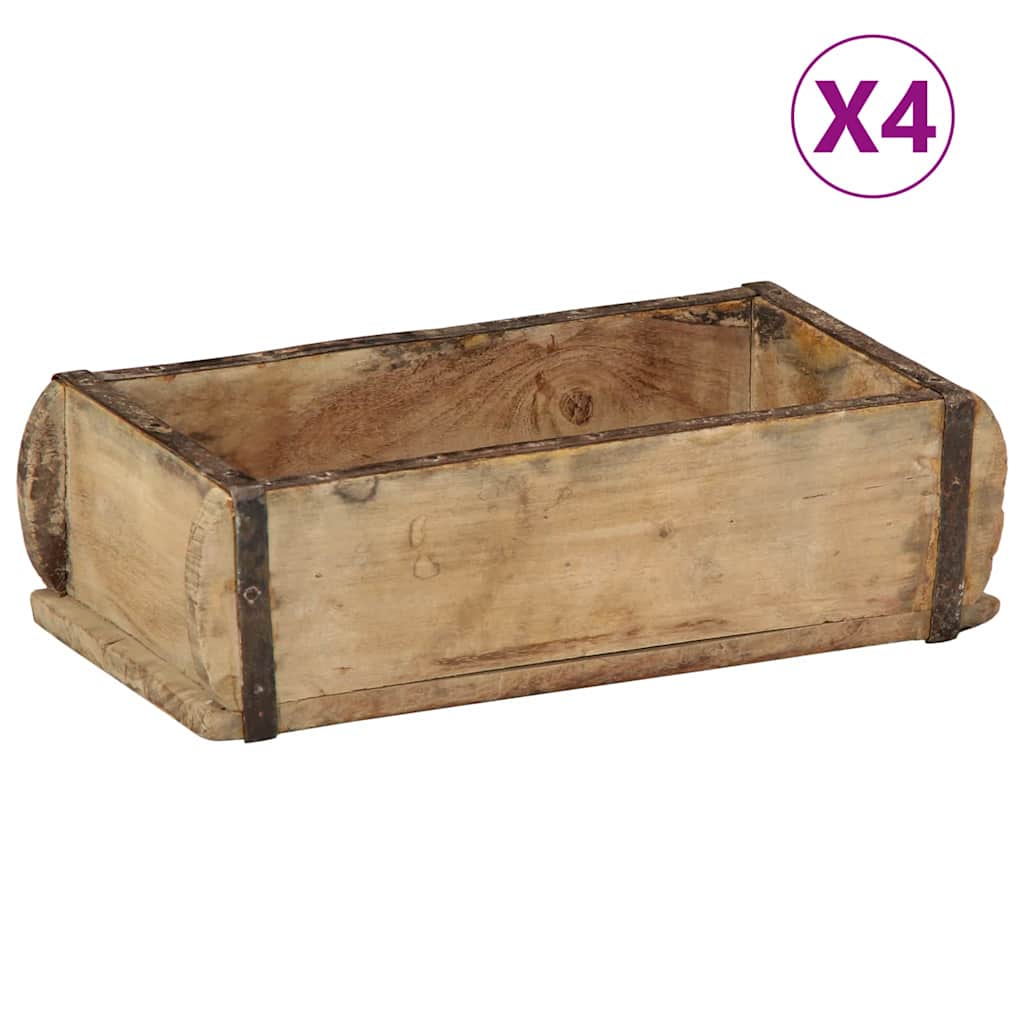 Tablett Braun 30 x 15 x 9 cm Massives upgecyceltes Holz