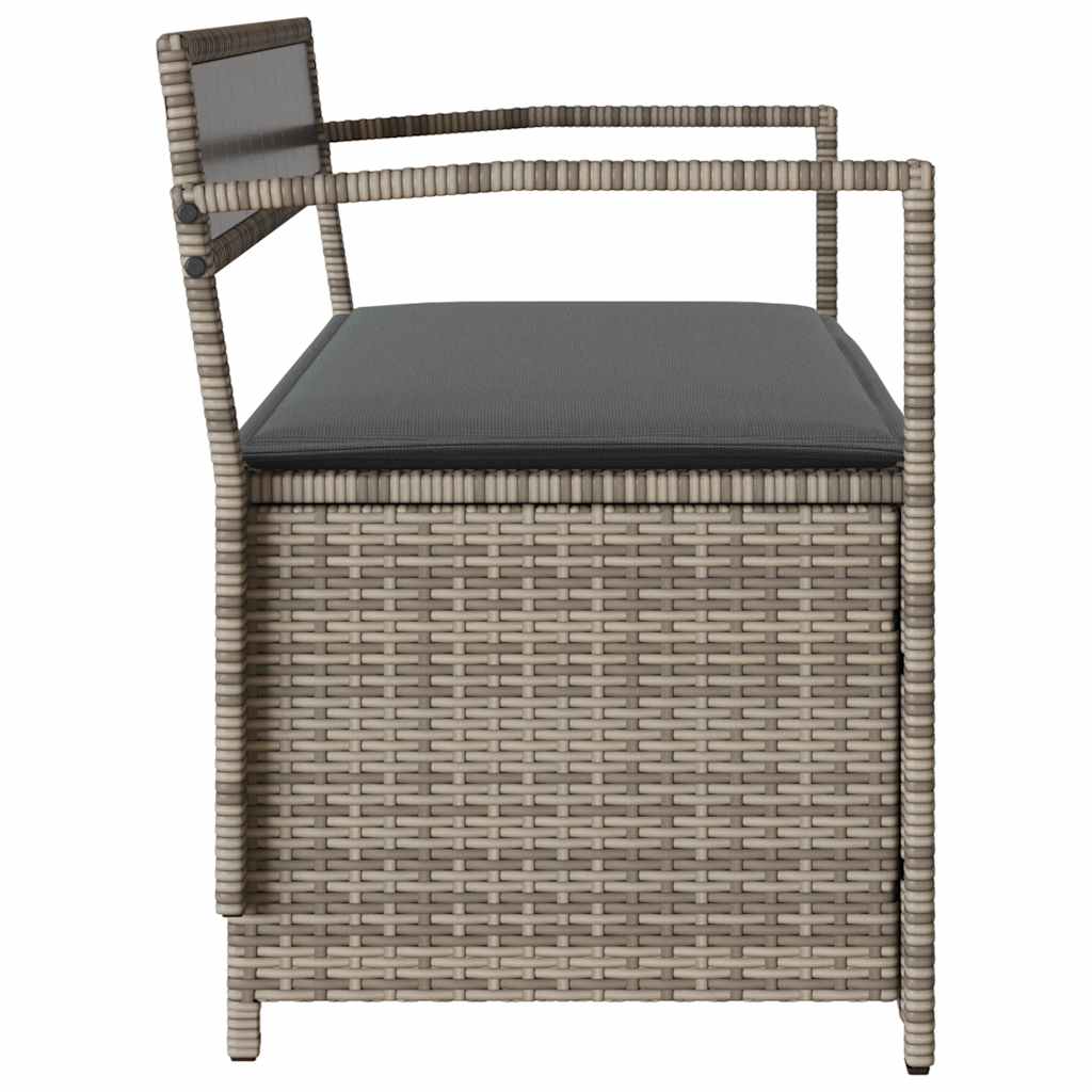 Gartenbank mit Stauraum und Kissen Schwarz Poly Rattan