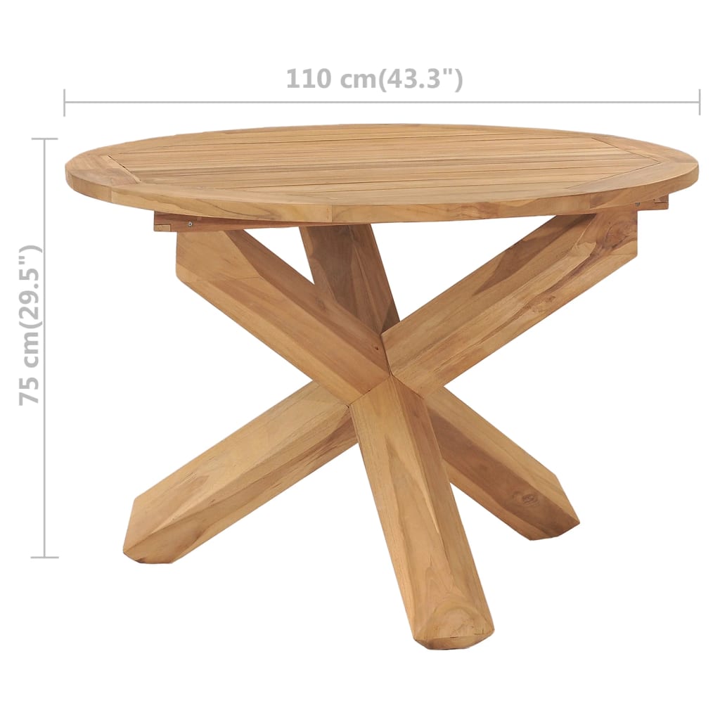Garten-Esstisch Ø90x75 cm Massivholz Teak