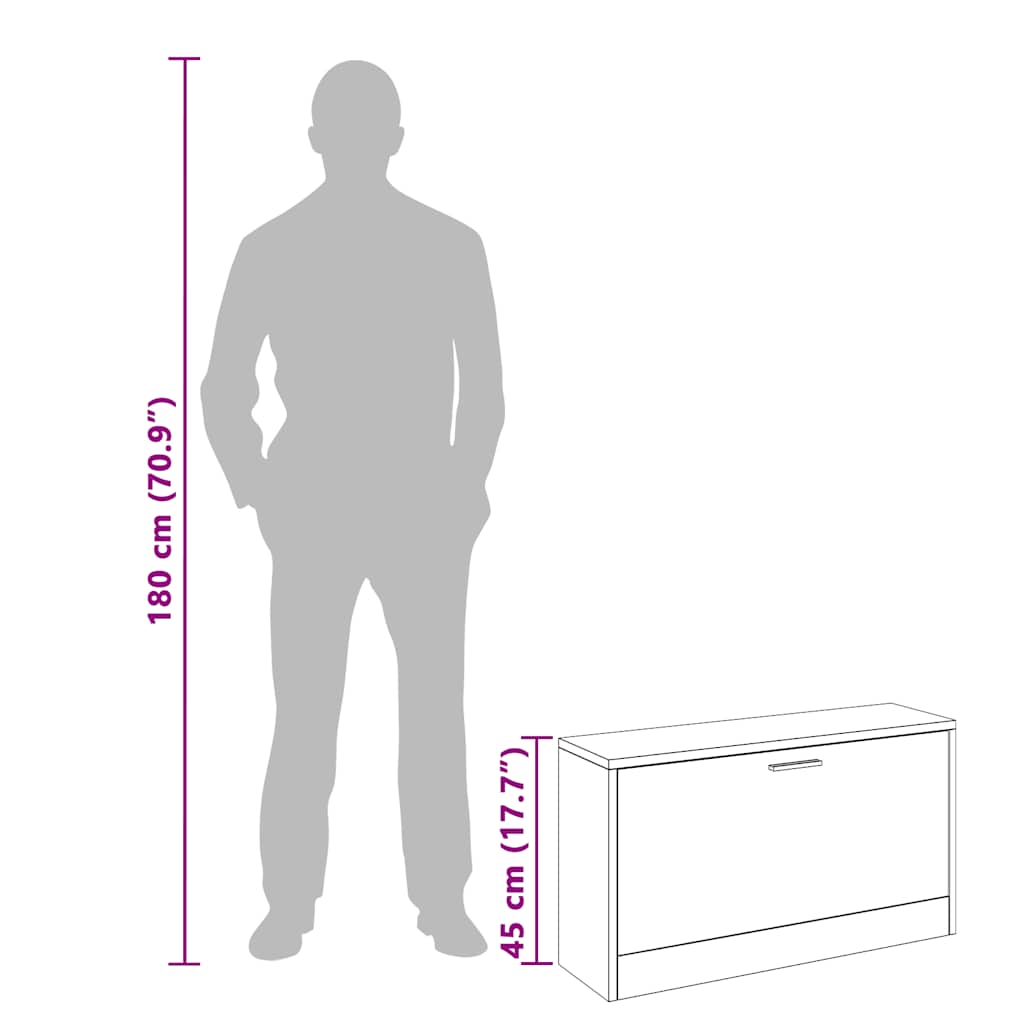 Schuhbank Eiche 80x24x45 cm