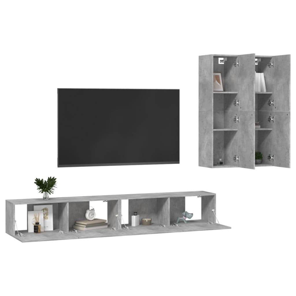 4-tlg. TV-Schrank-Set Weiß Holzwerkstoff