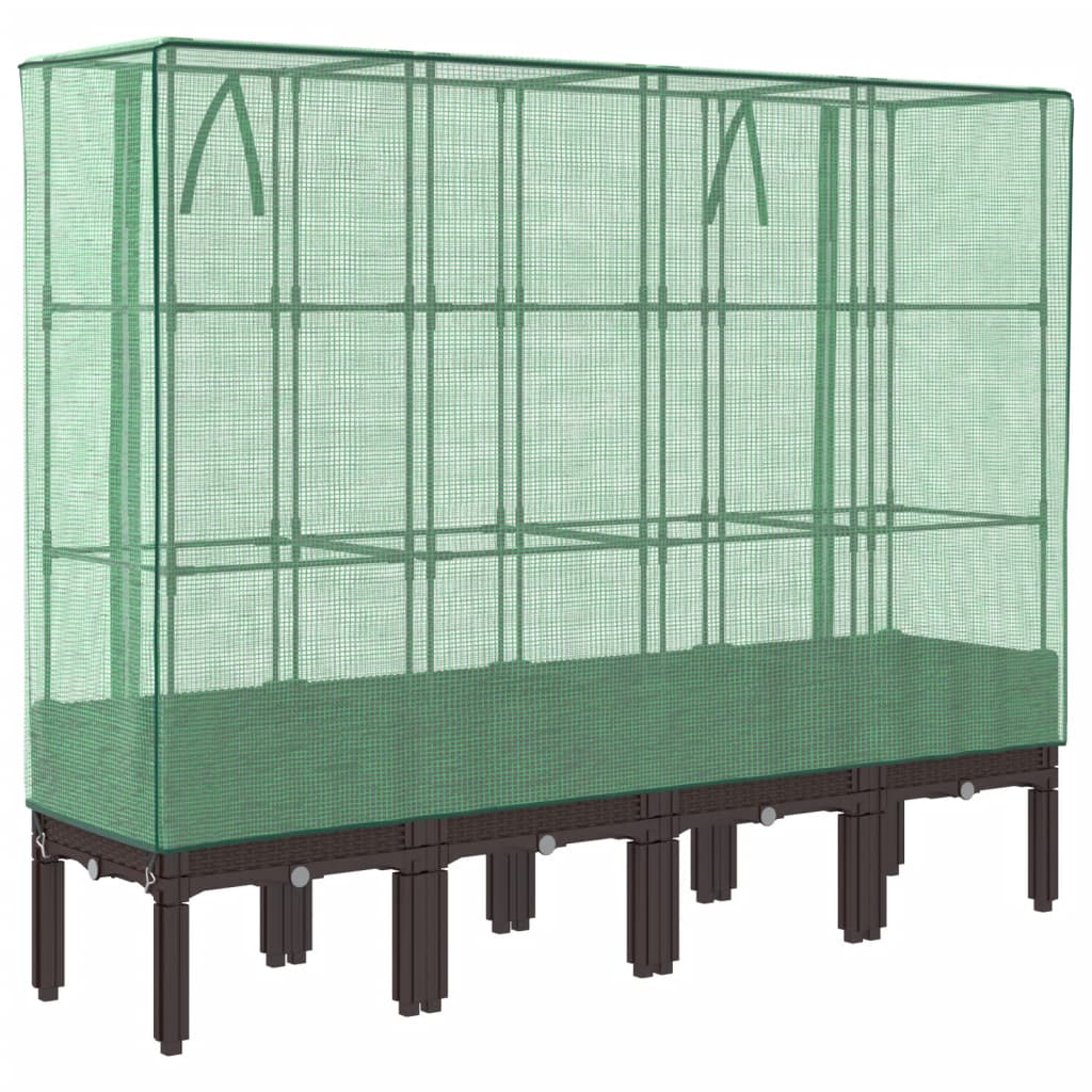 Hochbeet mit Gewächshaus-Aufsatz Rattan-Optik 40x40x140 cm