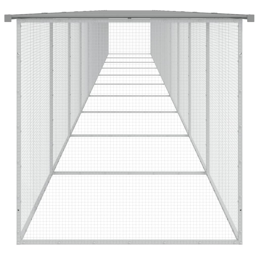 Hühnerkäfig mit Dach Anthrazit 203x98x90 cm Verzinkter Stahl