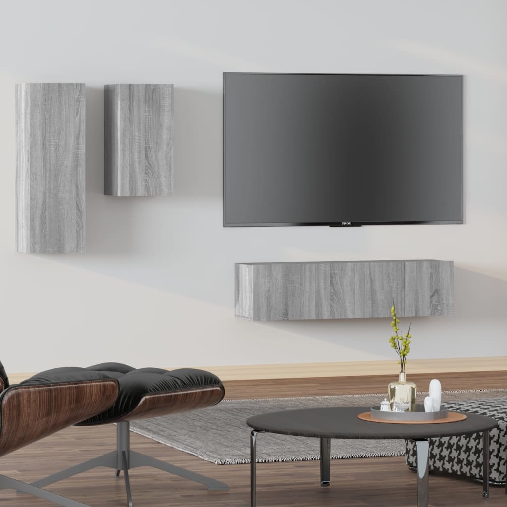 4-tlg. TV-Schrank-Set Weiß Holzwerkstoff