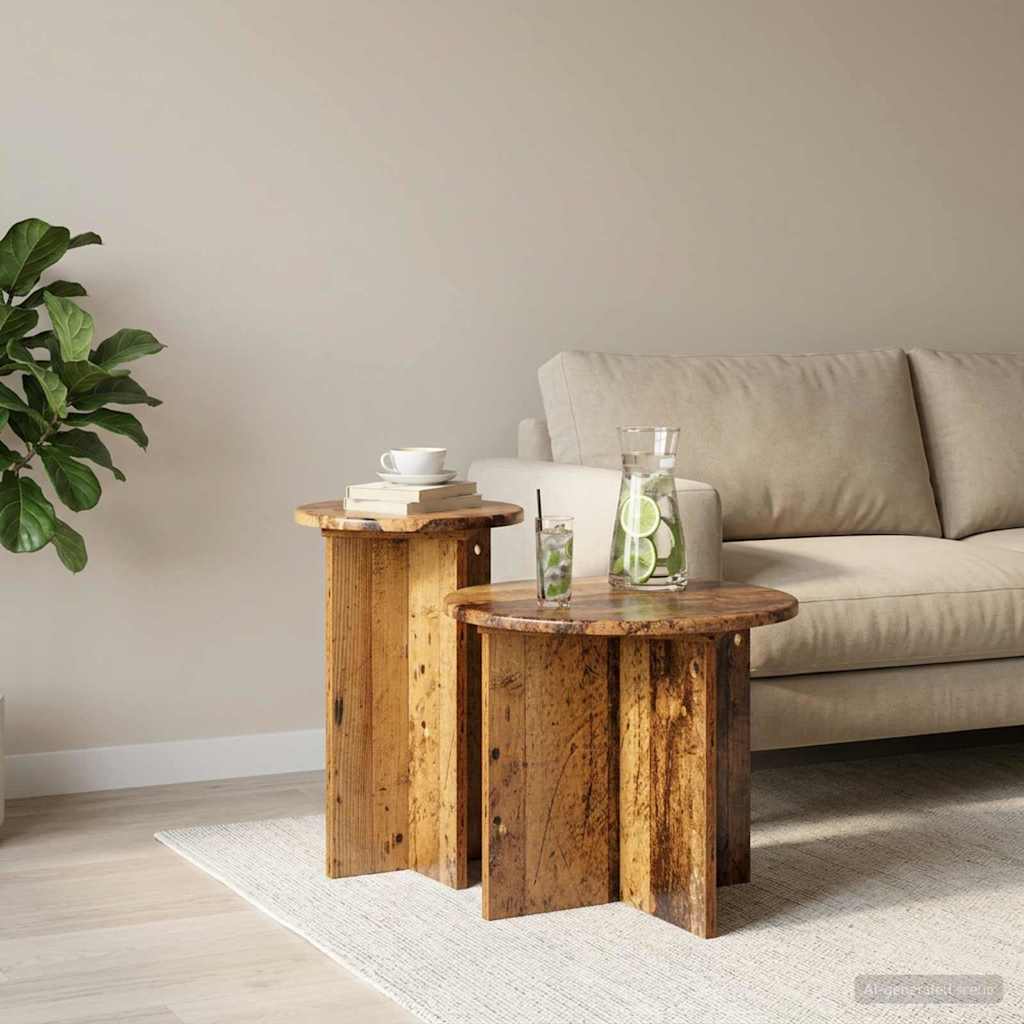 Beistelltisch-Set mit Speicher 2 pcs Weiß Holzwerkstoff