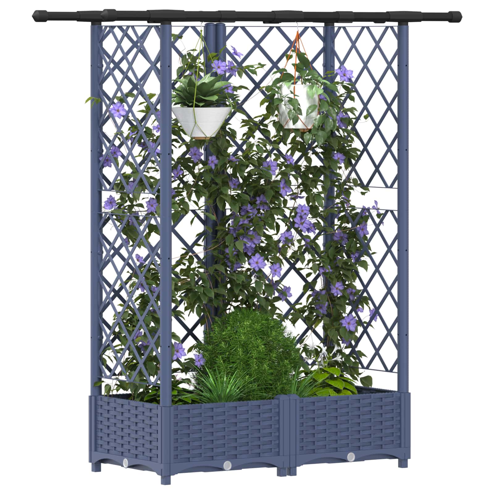 Hochbeet mit Rankgitter und Dach Braun 124 x 40 x 123 cm PP