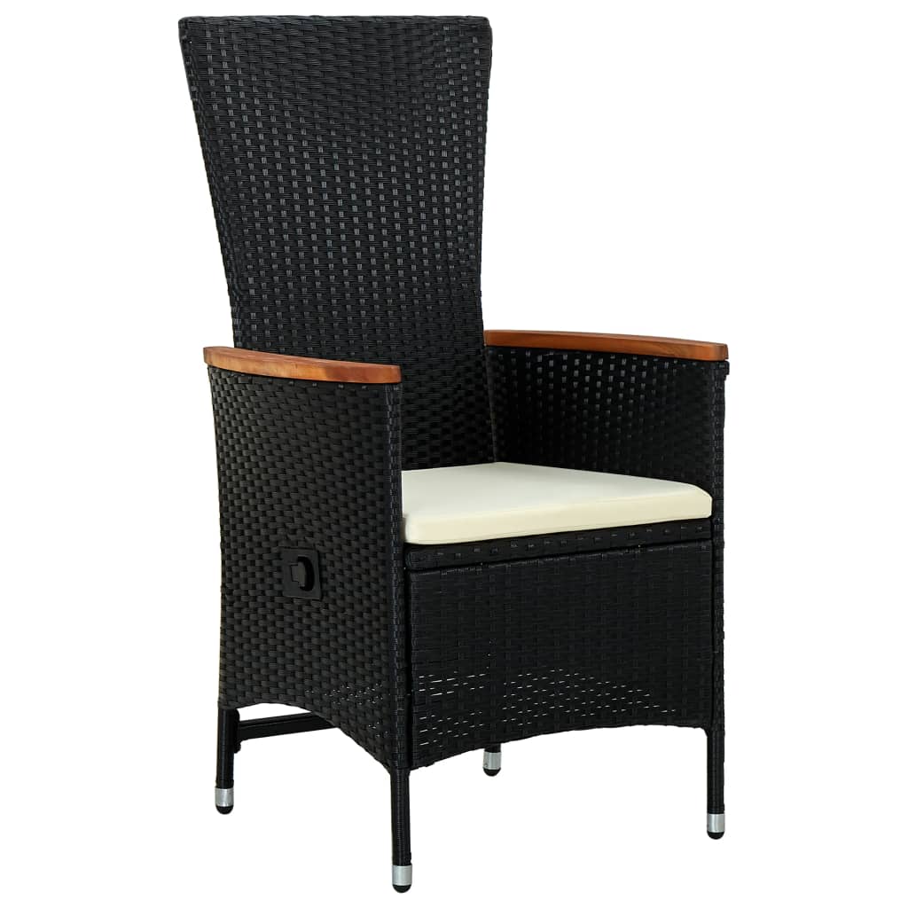 Garten-Liegestühle 2 Stk. mit Auflagen Poly Rattan Schwarz