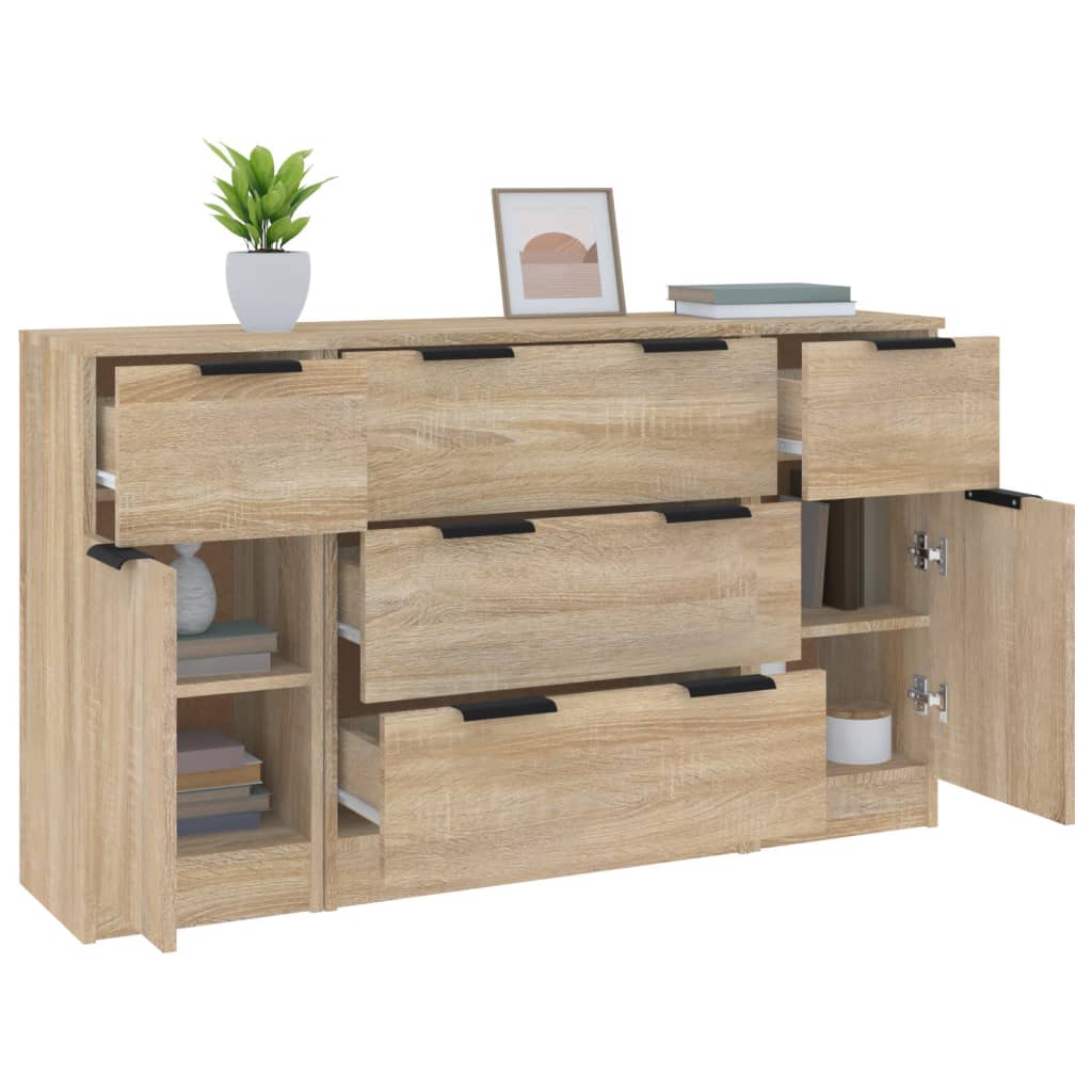 3-tlg. Sideboard-Set Weiß Holzwerkstoff