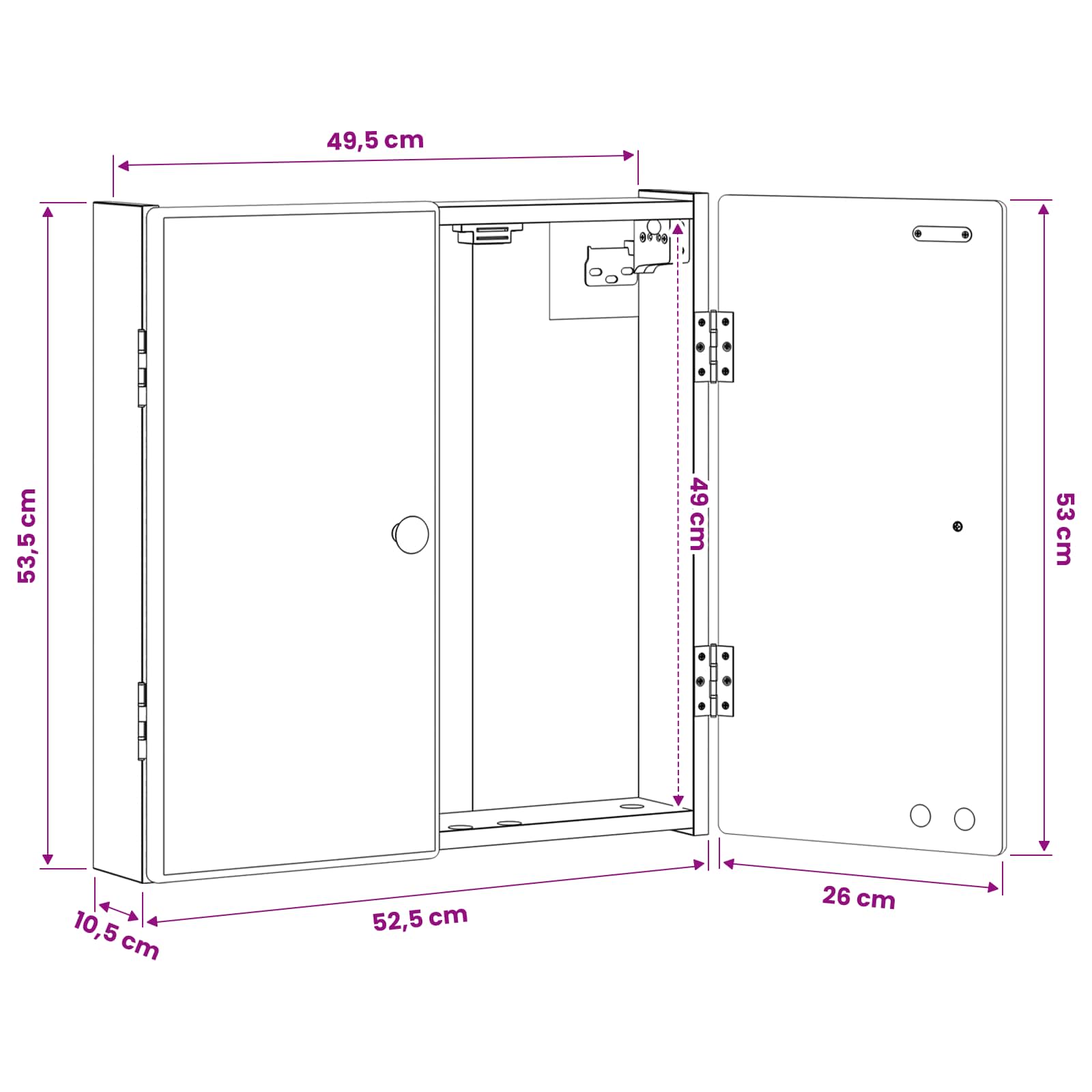 Dartboard Schrank BREDA Weiß 52,5 x 10,5 x 53,5 cm