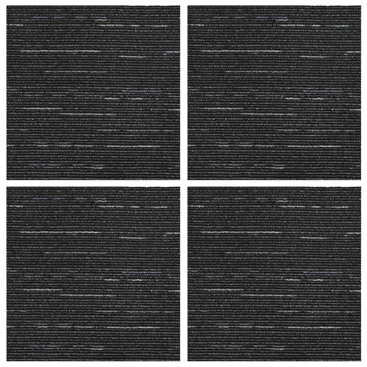 Teppichfliese Hellgrau mit Streifen 50 x 50 cm 4 pcs