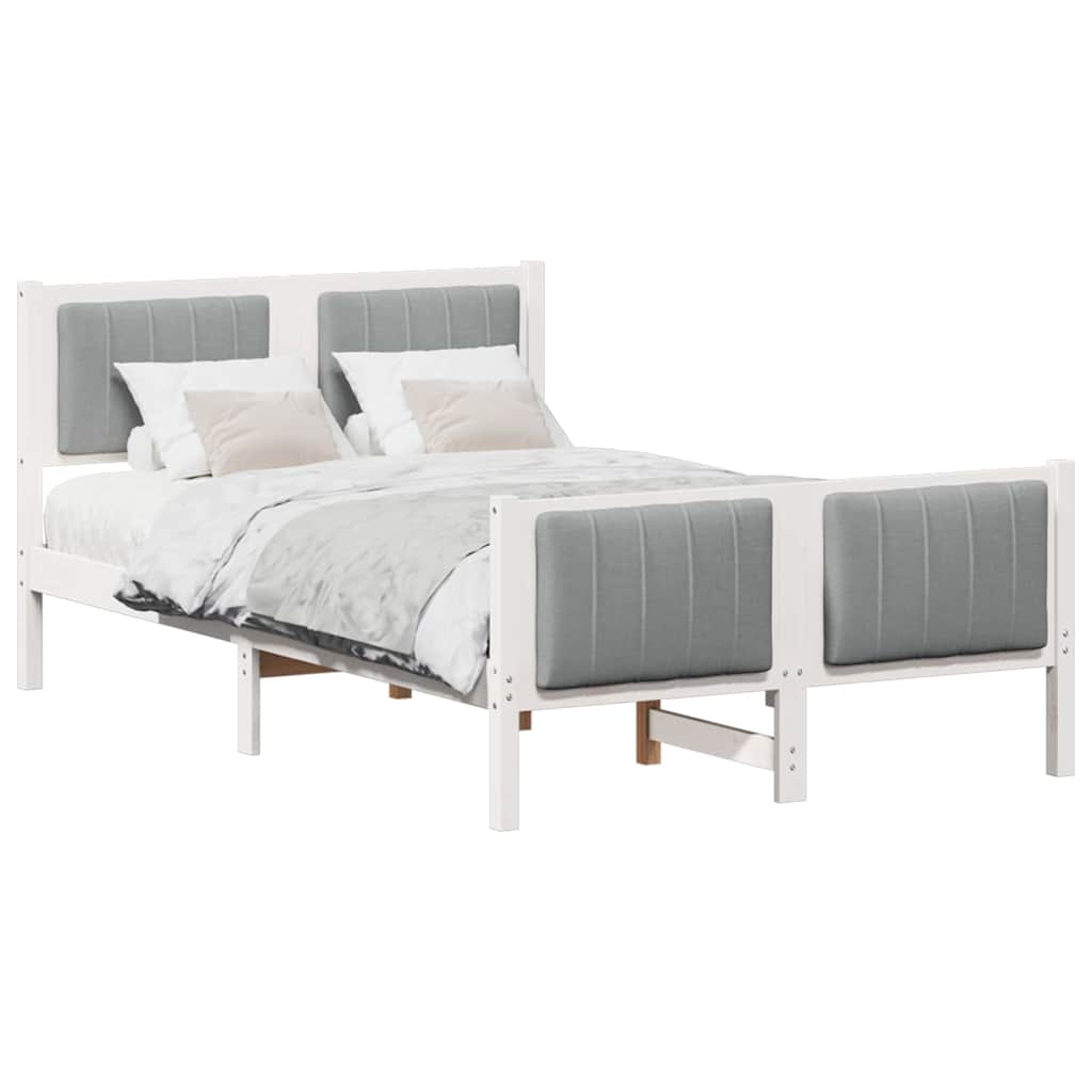 Bettgestell Braun und hellgrau 200 x 200 cm Massivholz Kiefer