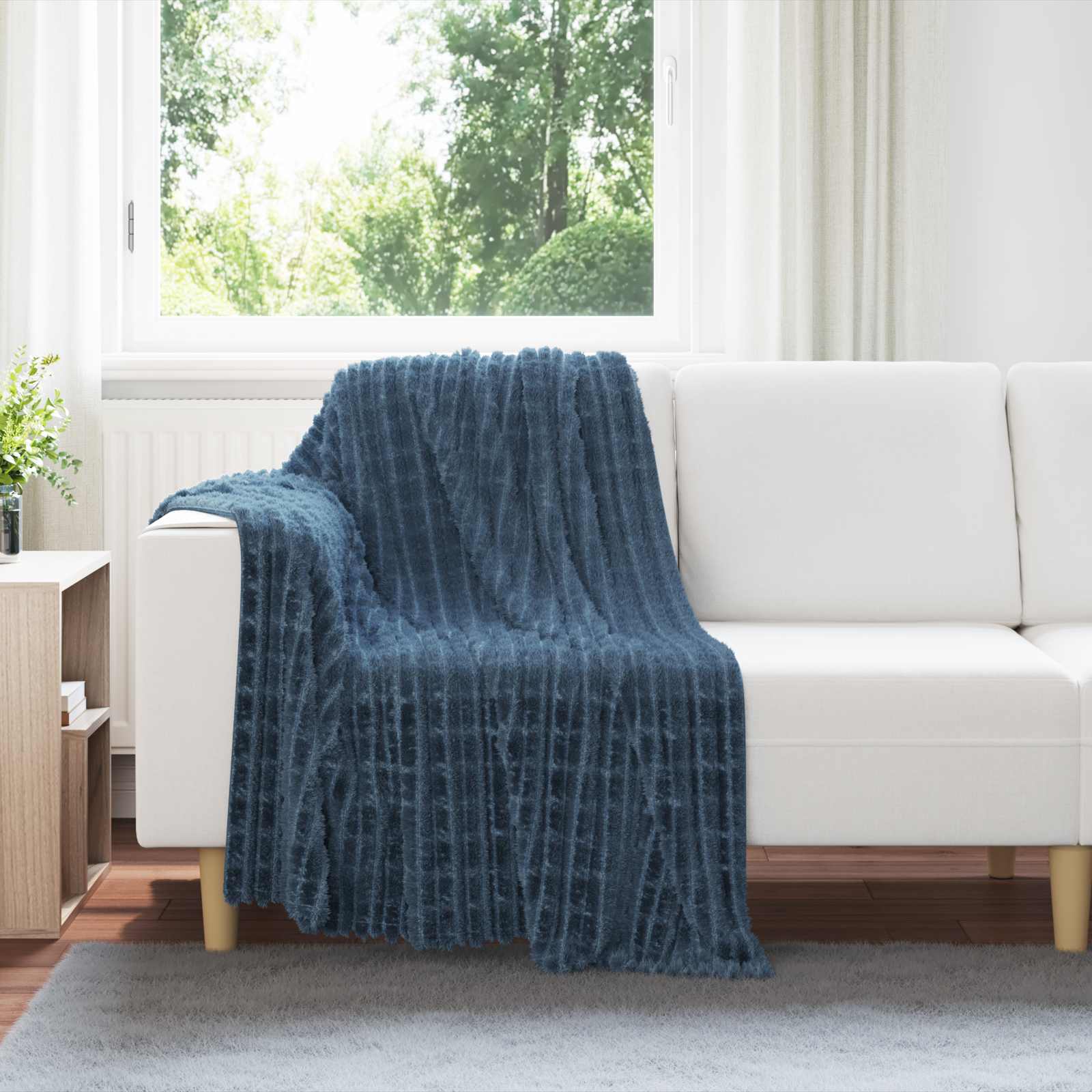 Überwurfdecke Beige 150 x 130 cm Fleece