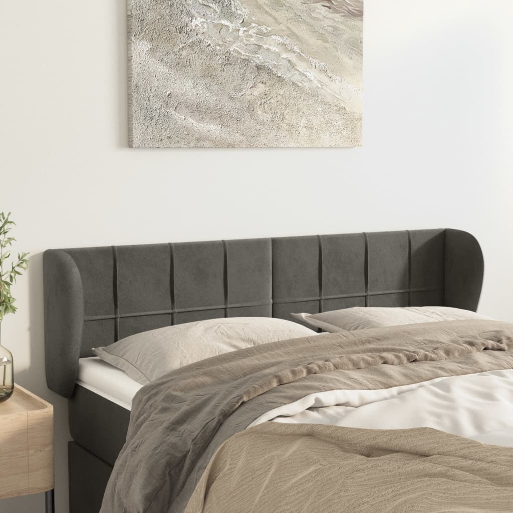 Kopfteil mit Ohren Dunkelblau 93x23x78/88 cm Samt
