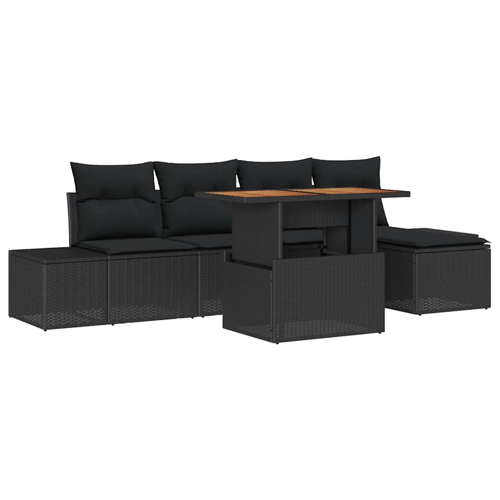 Garten Essgruppe mit Kissen 6 pcs Schwarz und Creme