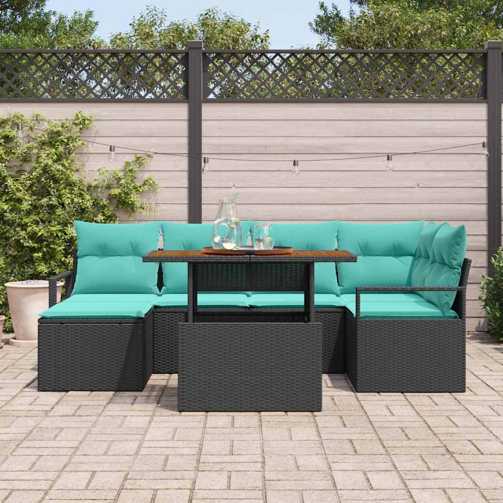 Garten Essgruppe mit Kissen 7 pcs Grau und Marineblau