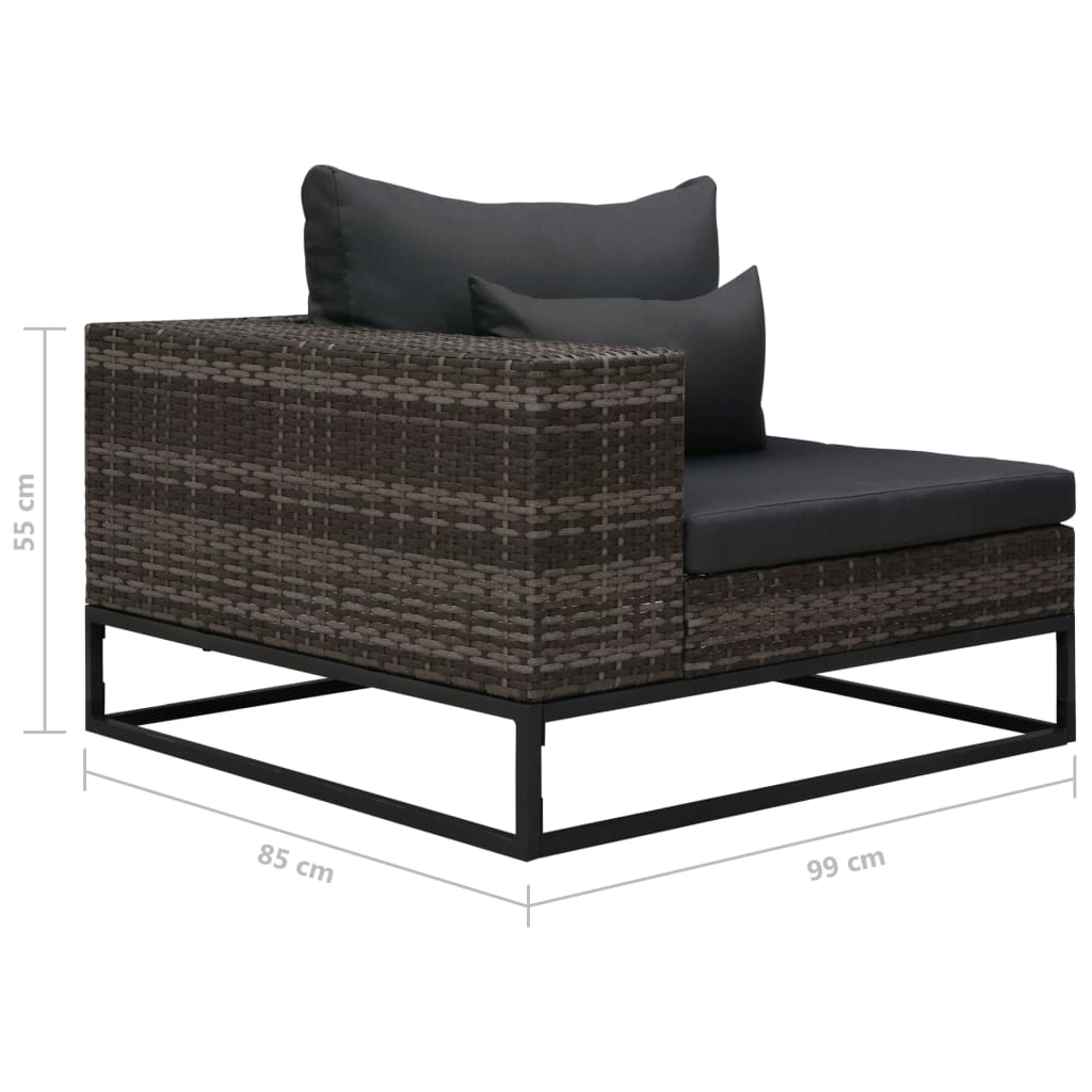 5-tlg. Garten-Sofagarnitur mit Auflagen Poly Rattan Grau