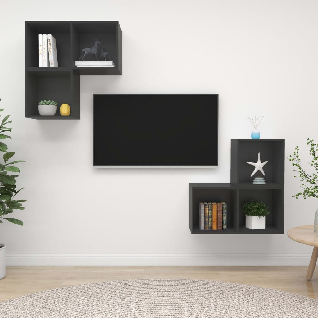 4-tlg. TV-Schrank-Set Weiß Holzwerkstoff