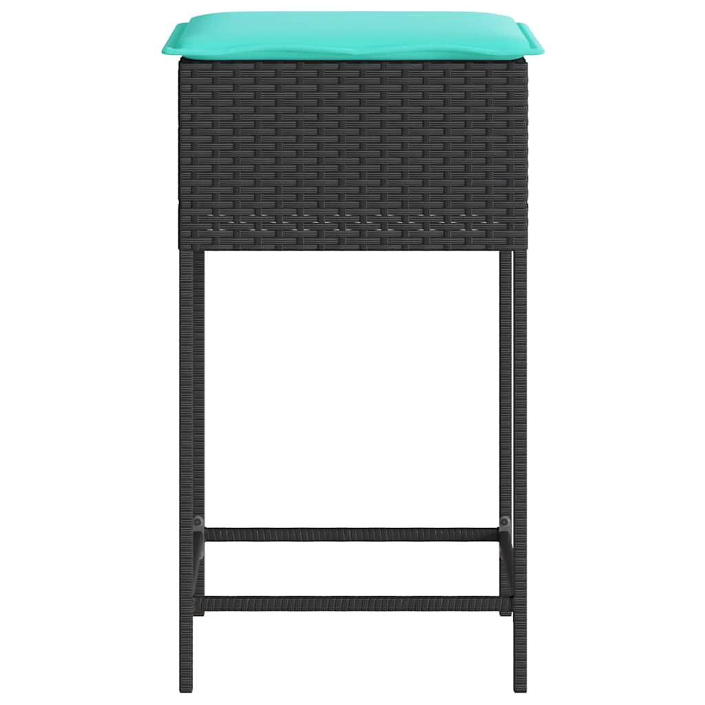 Garten-Barhocker mit Kissen 2 Stk. Grau Poly Rattan