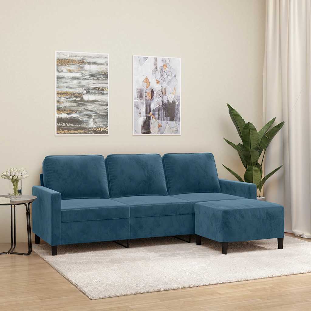 3-Sitzer-Sofa mit Hocker Rosa 180 cm Samt