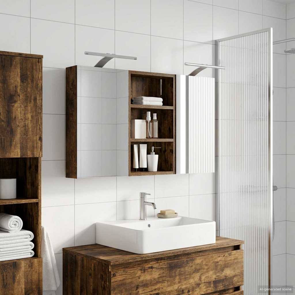 Badezimmerschrank-Set 3 pcs 80 x 10,5 x 50 cm Holzwerkstoff