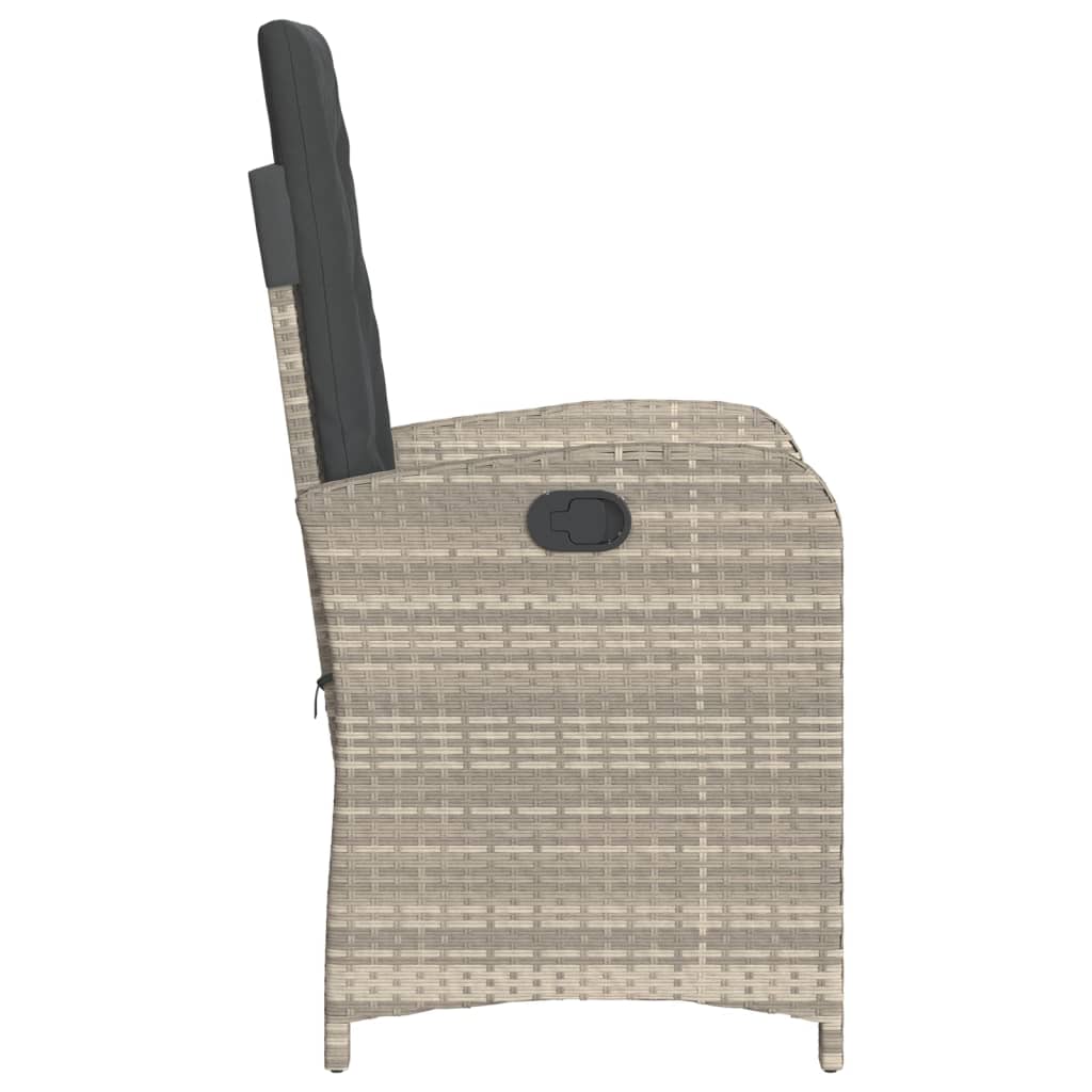 Gartensessel Verstellbar mit Kissen Schwarz Poly Rattan