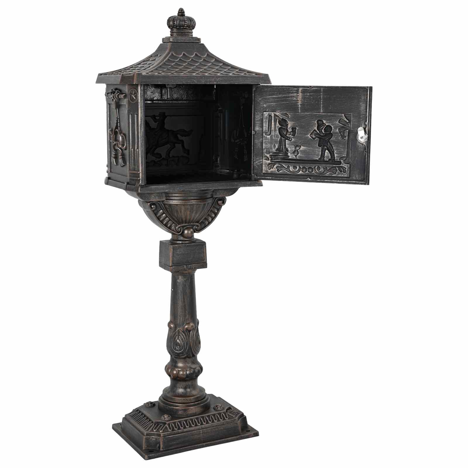 Stehender Briefkasten mit Speicher Schwarz 42,5 x 29,5 x 117 cm