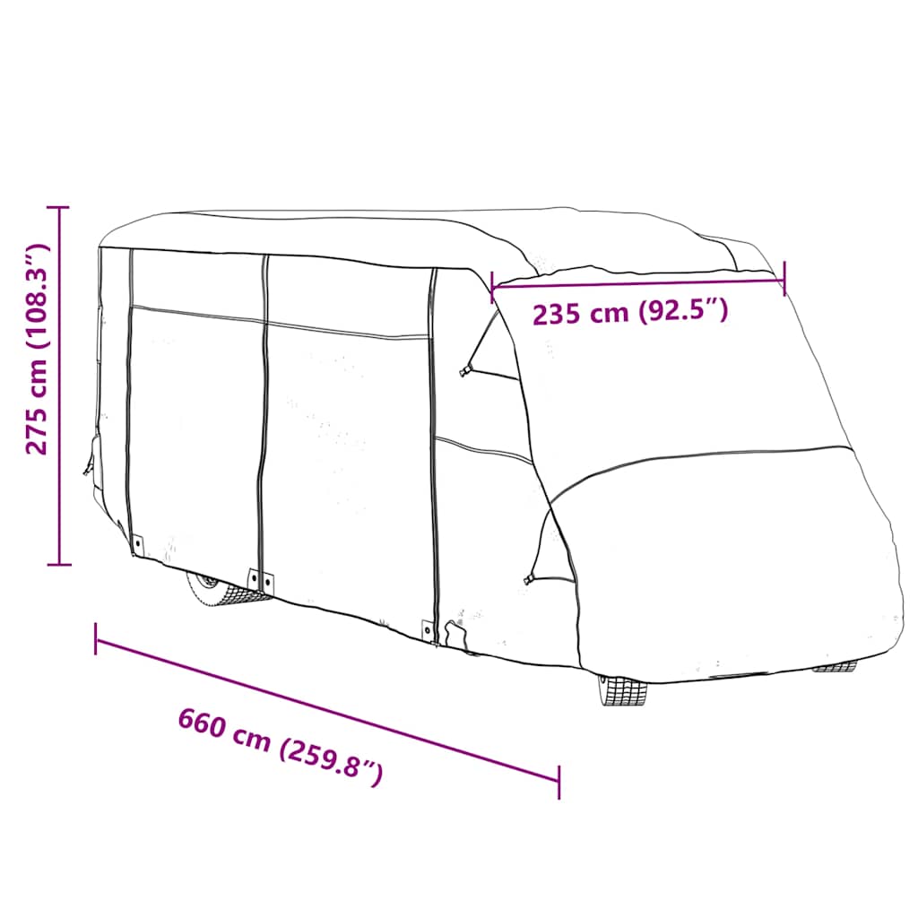Schutzhülle für Wohnmobil Grau 570x235x275 cm Vliesstoff