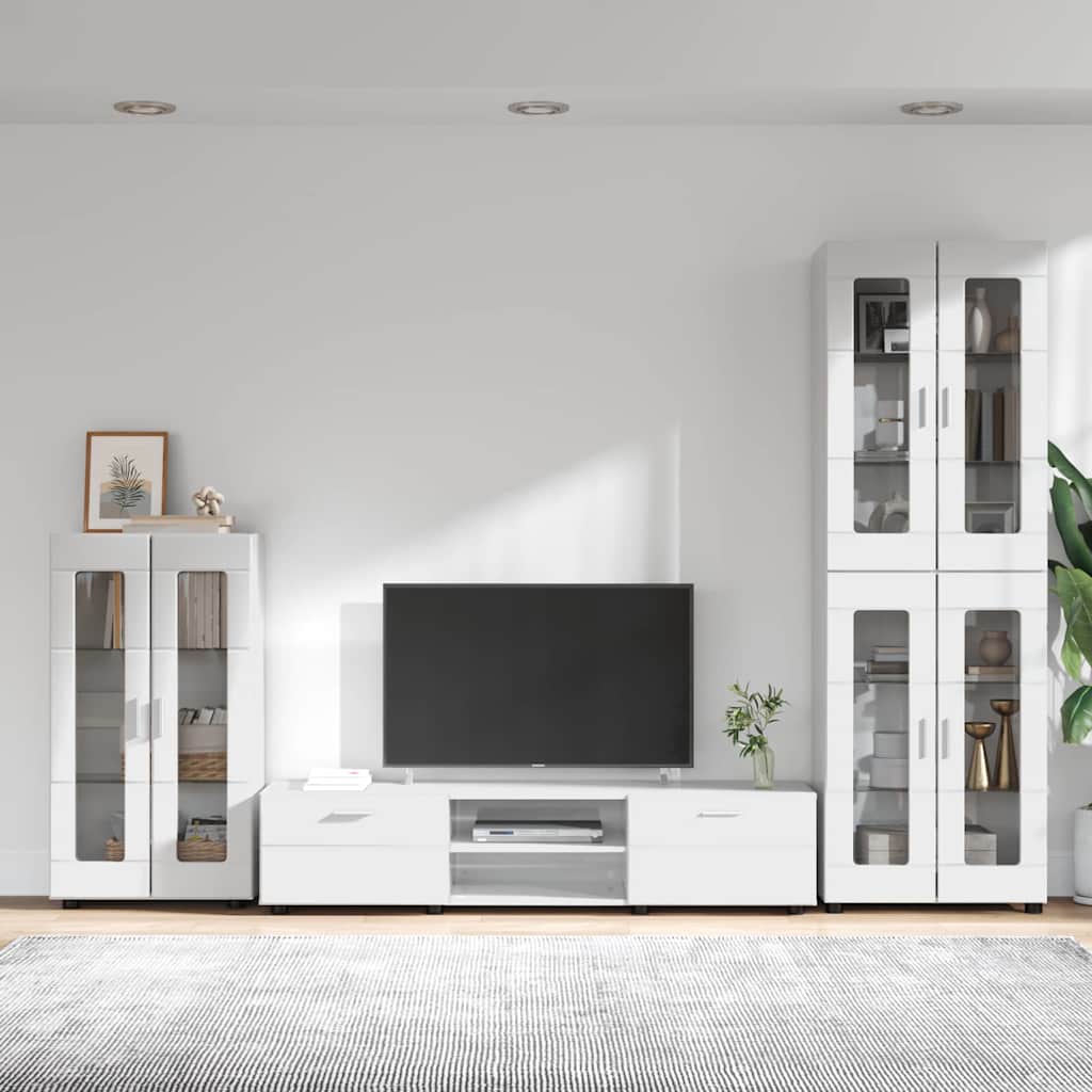Highboard mit Regal FLORIN Weiß 60 x 35 x 182 cm Holzwerkstoff