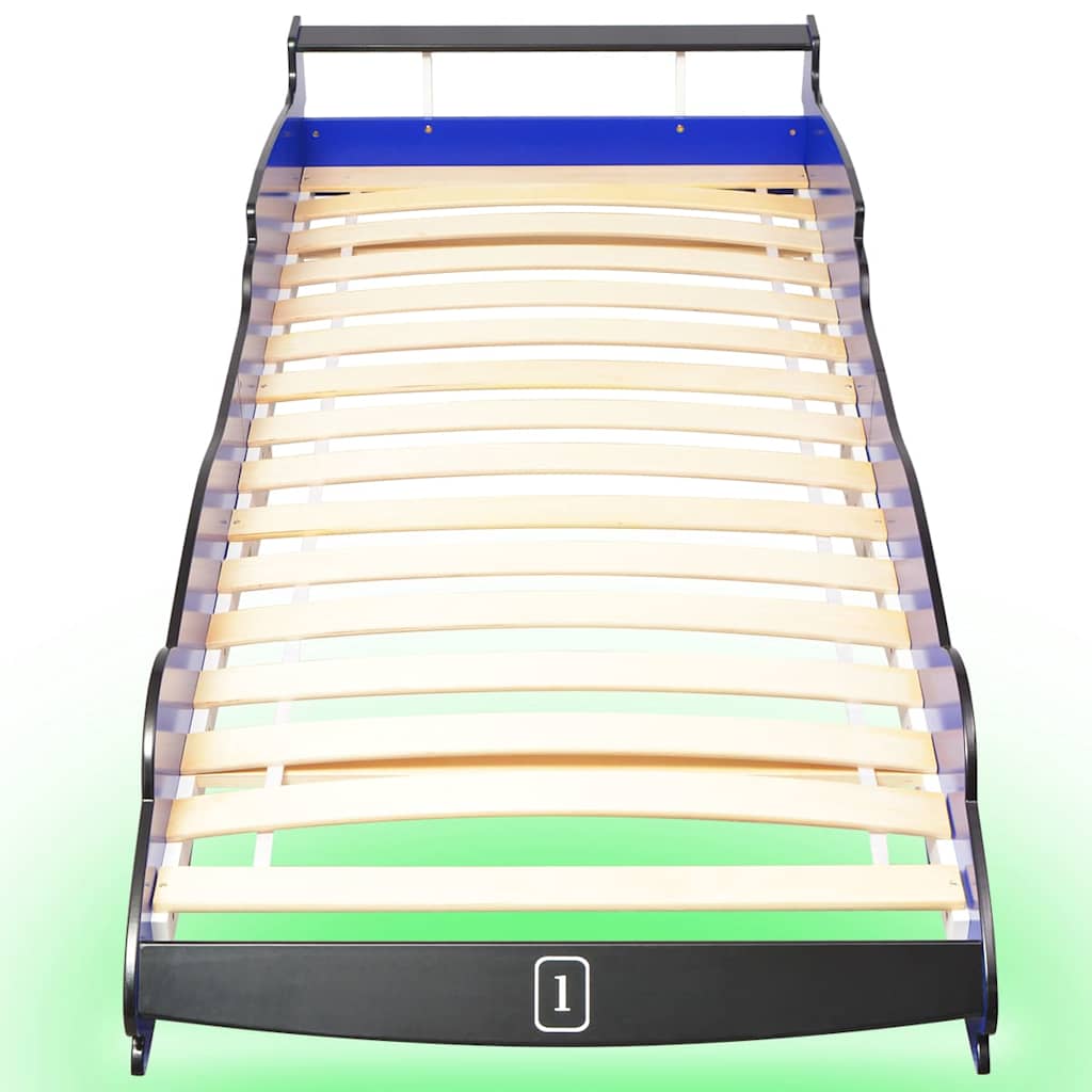 Kinderbett mit LED im Rennwagen-Design 90 x 200 cm Rot
