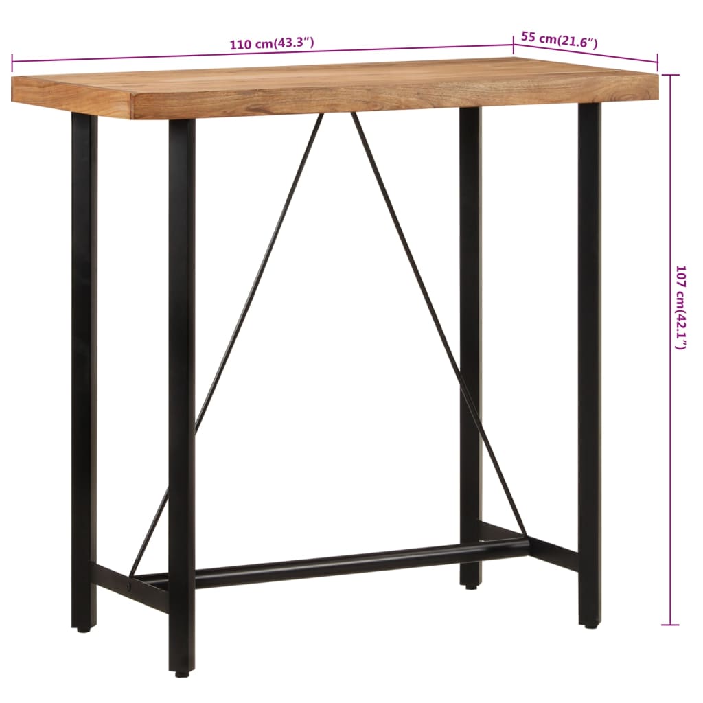 Bartisch Akazie Massivholz 150 x 70 x 107 cm