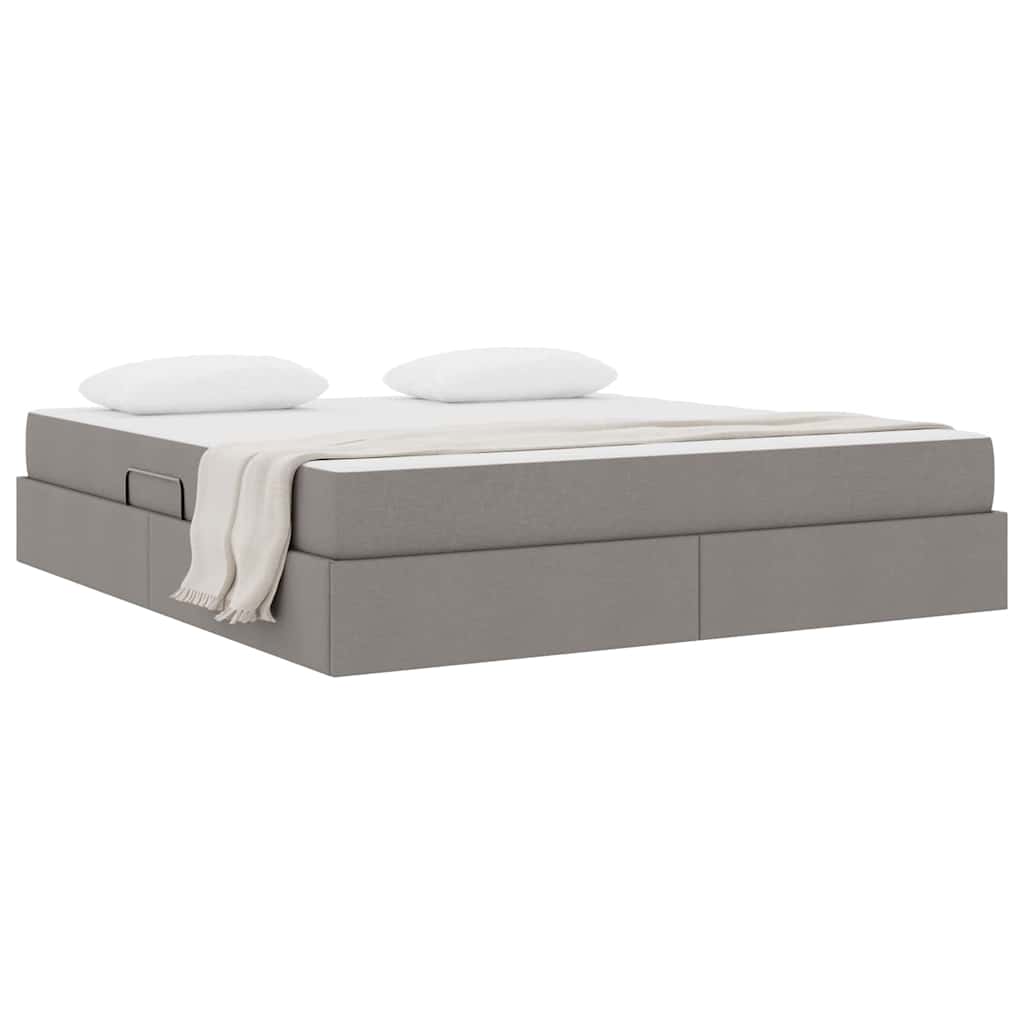 Aufbewahrungsbett mit Matratze Hellgrau 90 x 190 cm Polyester