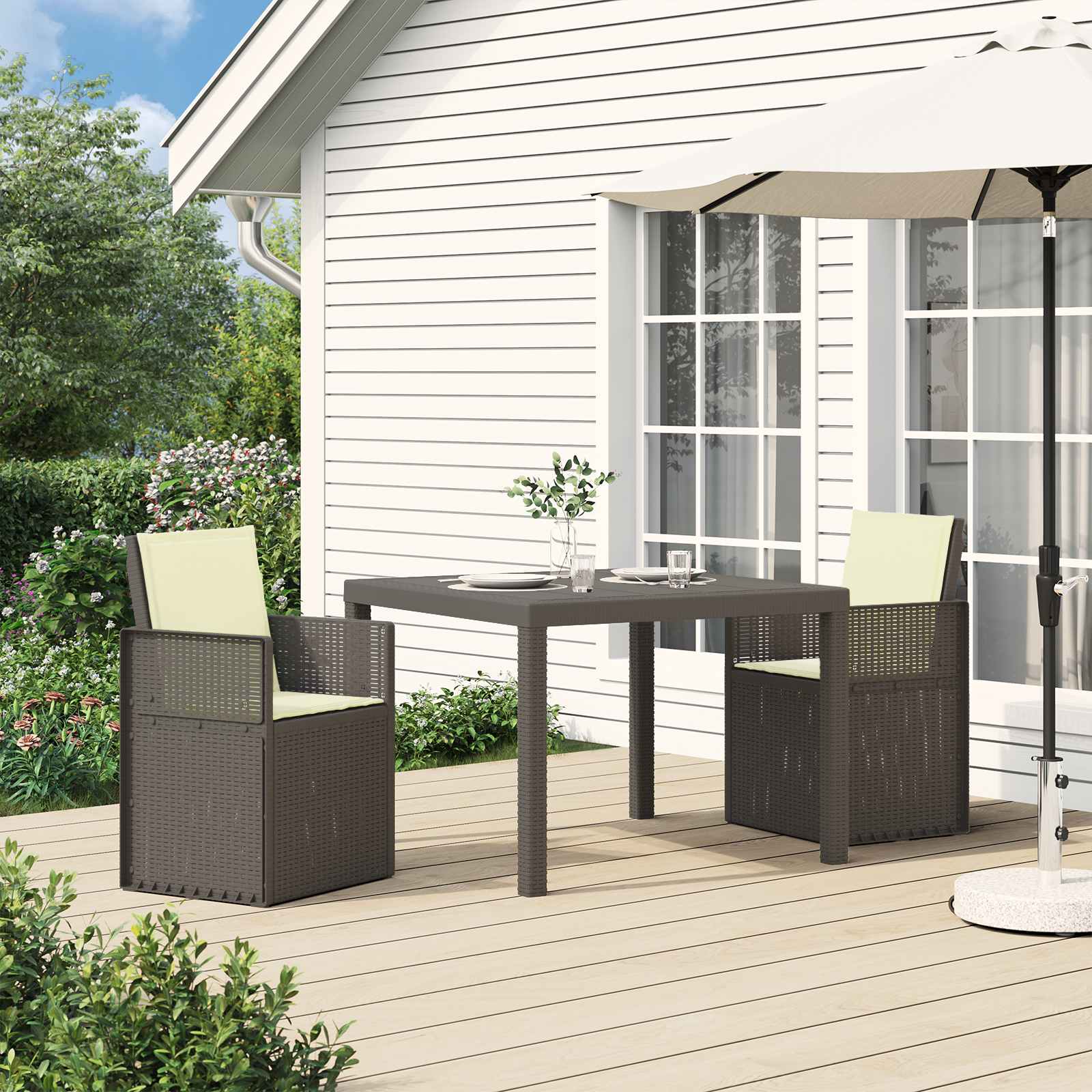 Garten Esszimmerstühle 2 pcs Weiß und Hellgrau PP