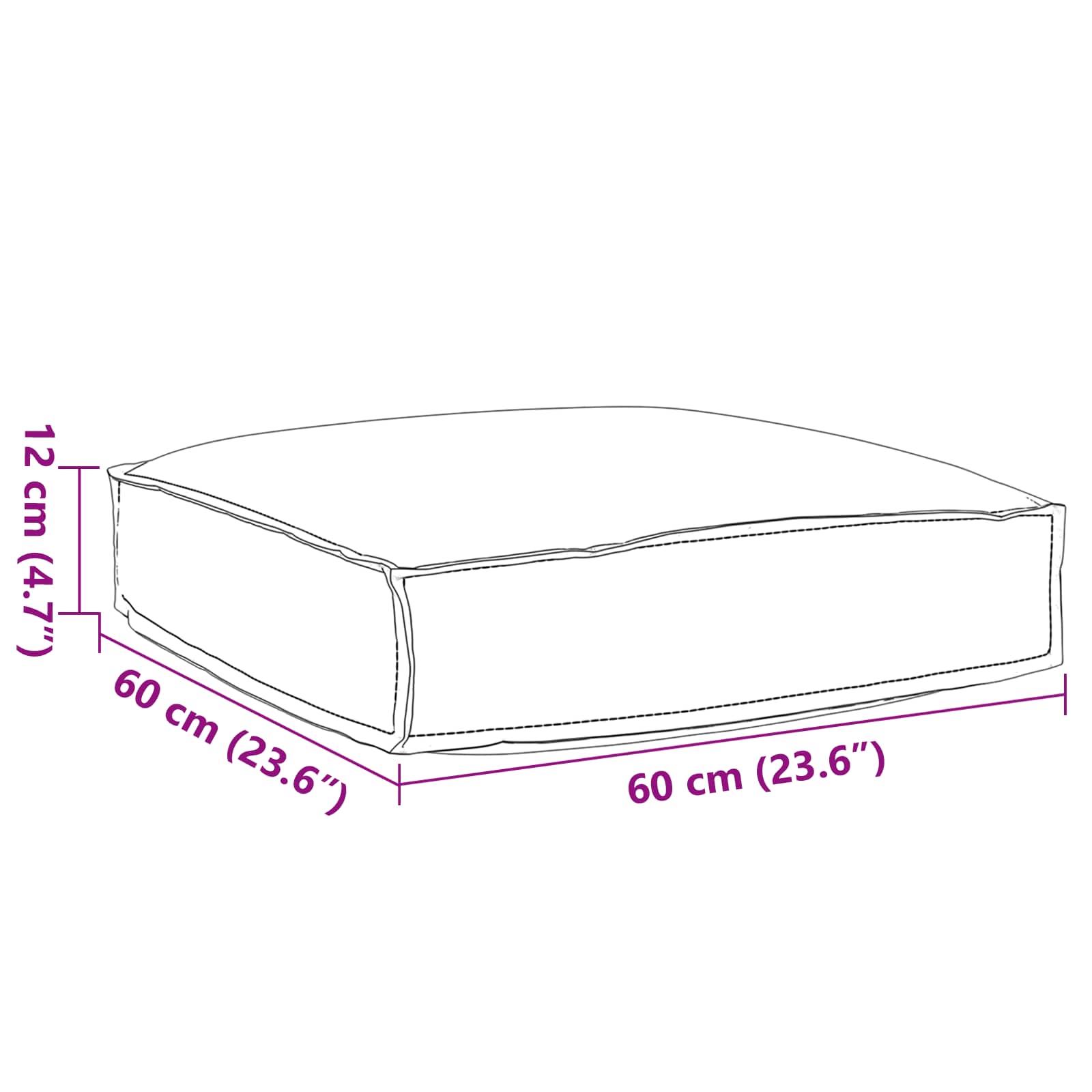 Kissen Anthrazit 60 x 60 x 12 cm Oxford-Stoff