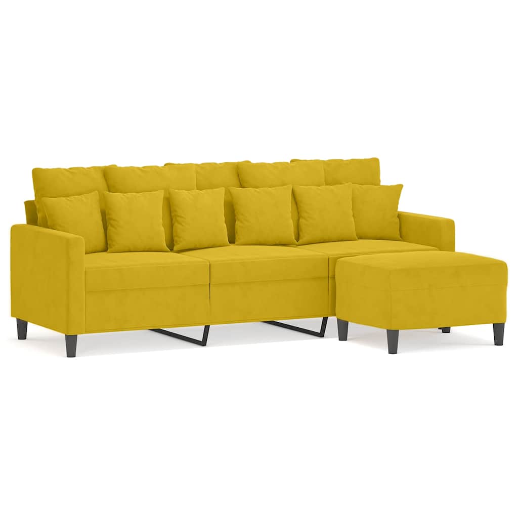 3-Sitzer-Sofa mit Hocker Rosa 180 cm Samt