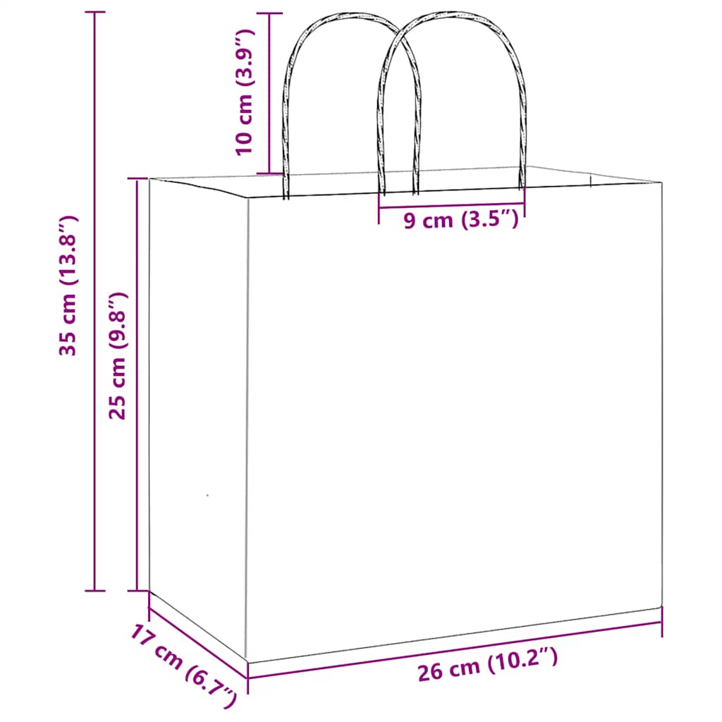 Papiertragetaschen 50 Stk. mit Henkeln Braun 21x11x36 cm