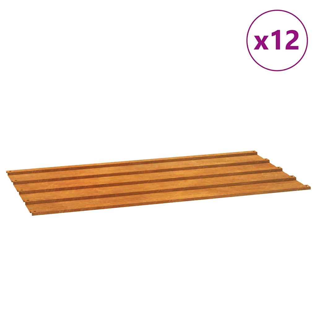 Dachplatten 12 Stk. Rostig 100x44 cm Cortenstahl