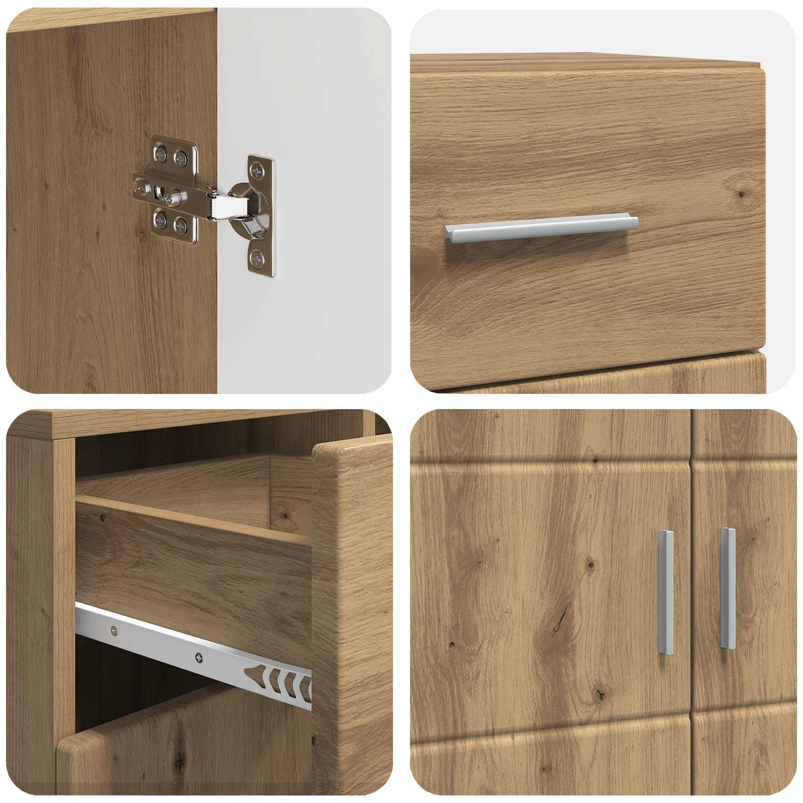 Highboard mit Regal FLORIN Weiß 60 x 35 x 182 cm Holzwerkstoff