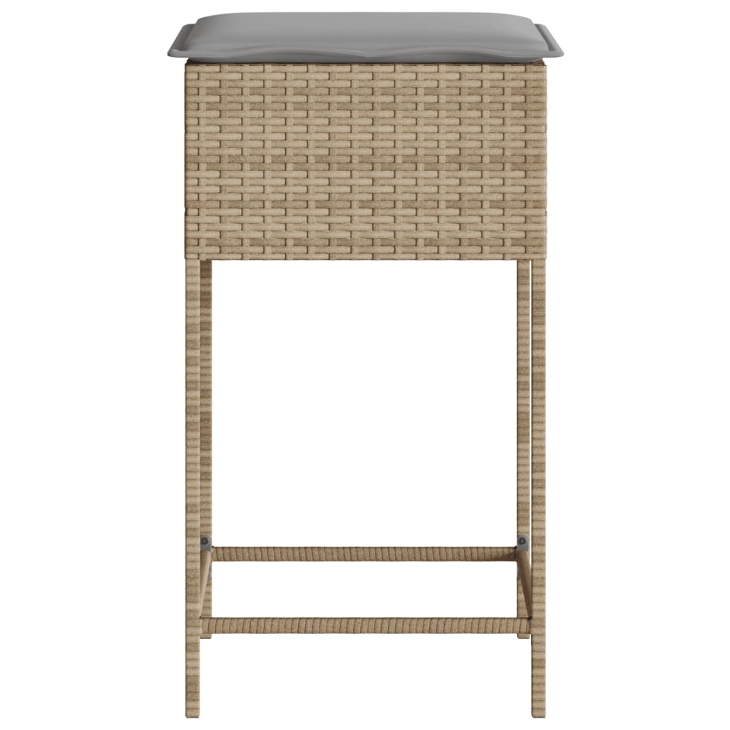 Garten-Barhocker mit Kissen 2 Stk. Schwarz Poly Rattan