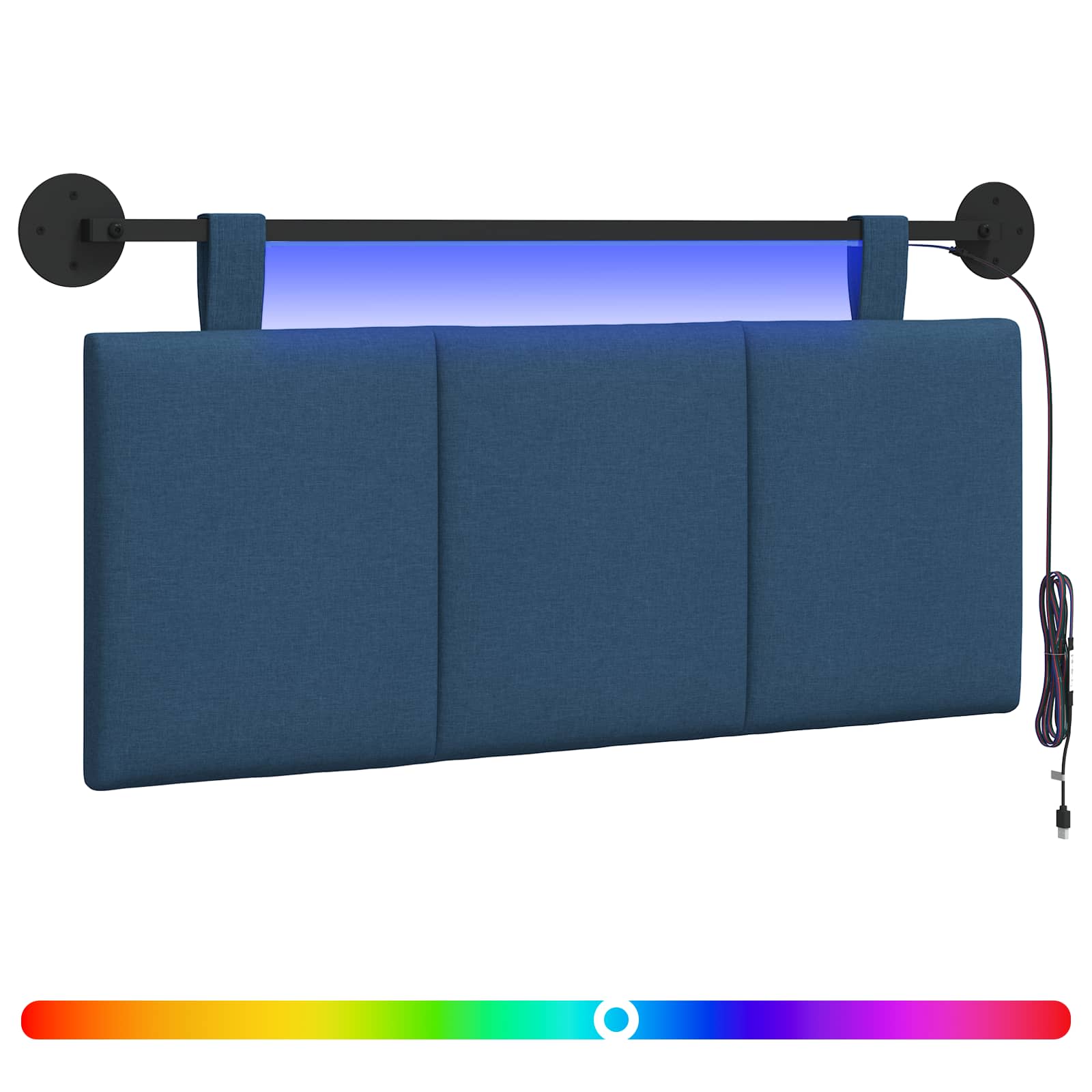 Hängendes Kopfteil Mit LED Licht Wolkengrau Stoff